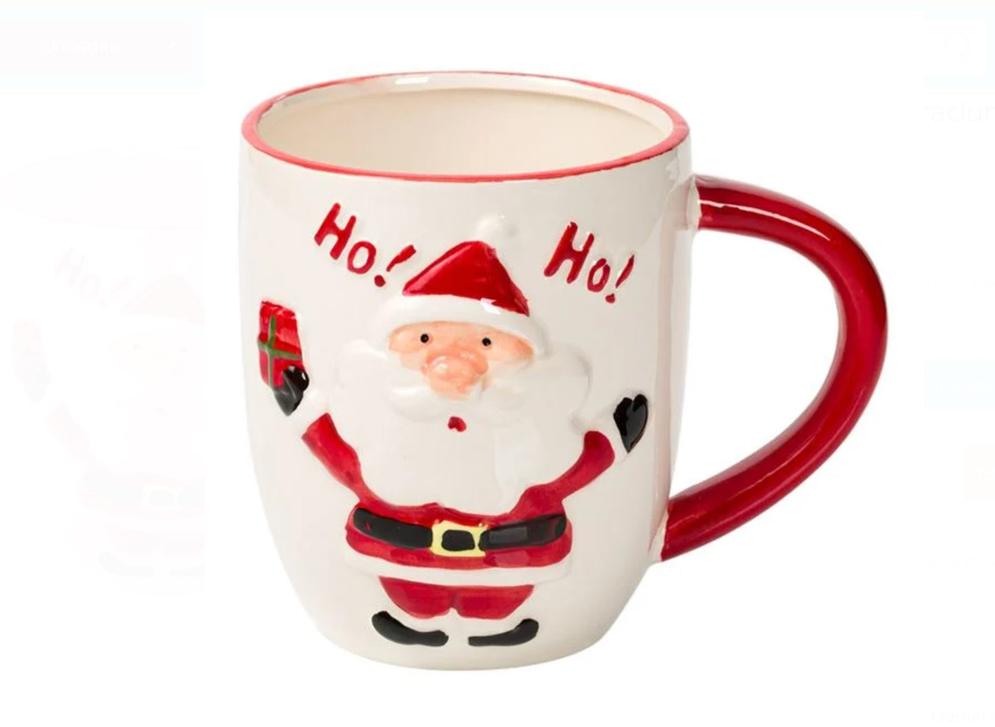 Cana Ceramica de Craciun Alba Mos Craciun Ho Ho 560ml