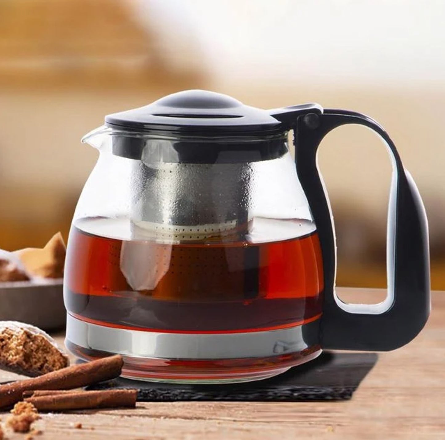 Ceainic din Sticla Transparenta cu Filtru din Otel Inoxidabil 700ml