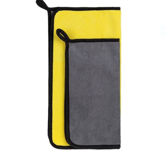 Set Lavete din Microfibre pentru Automobil Galbena Gri 30x30cm & 40x40cm - 2buc