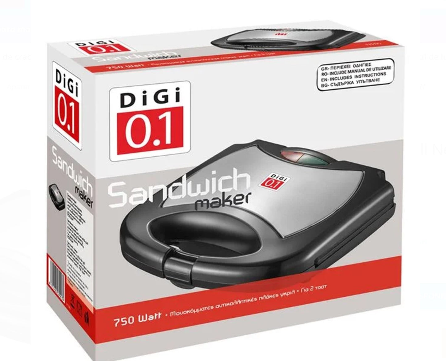 Aparat Sandwich Grill Negru Inox DiGi 0.1 - 750W